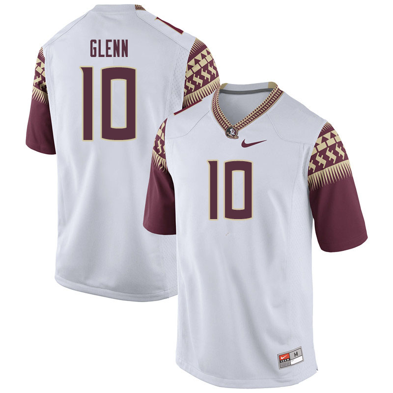 Men #10 Kevon Glenn Florida State Seminoles College Football Jerseys Sale-White - Click Image to Close
